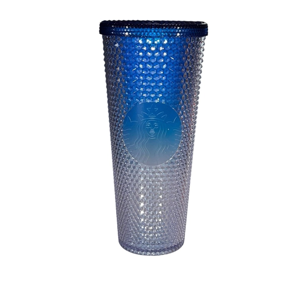 Starbucks 24oz Holiday‎ 2023 ICICLE Blue Ombre Gradient Studded Tumbler No Straw